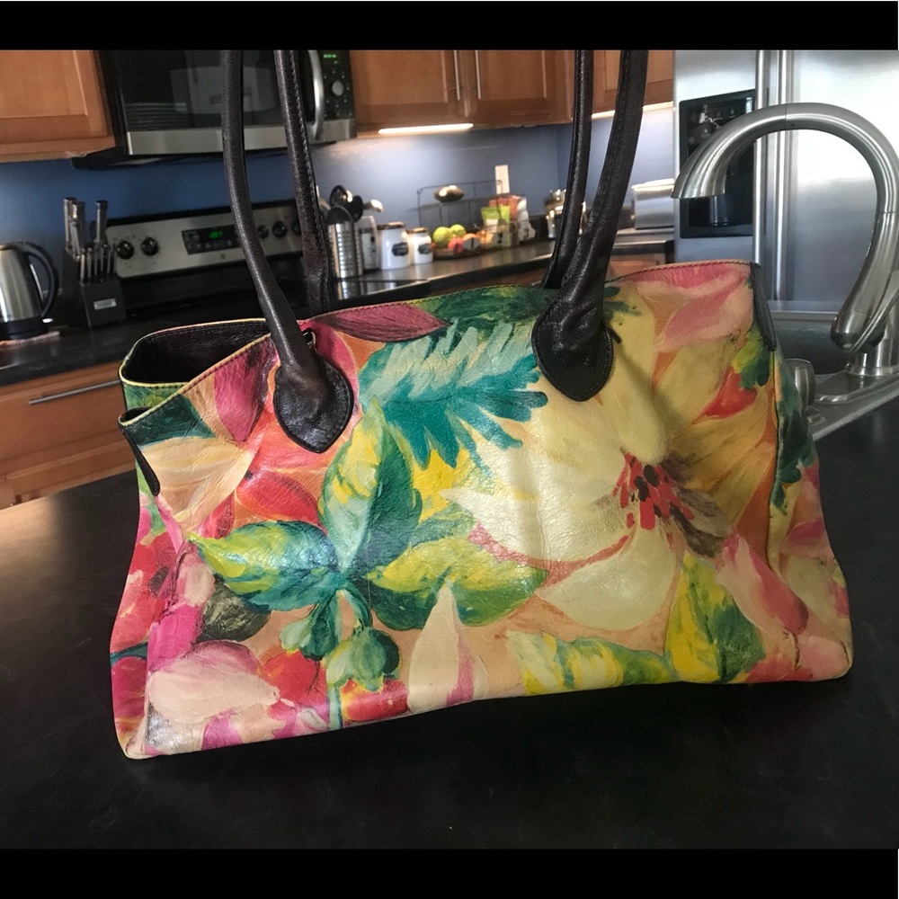 Hand-painted Italian leather tote
